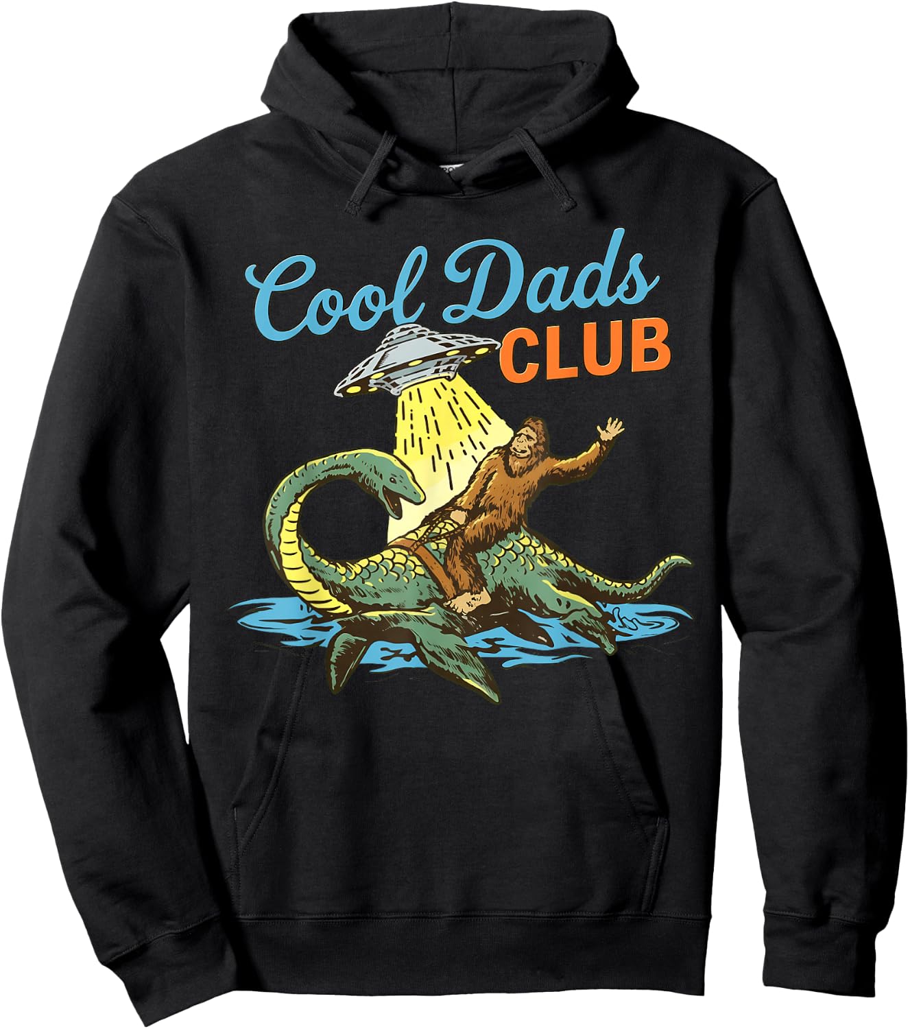 Cool Dads Club Bigfoot UFO Retro Dad Humor Art Hoodie - Hoodie | Black
