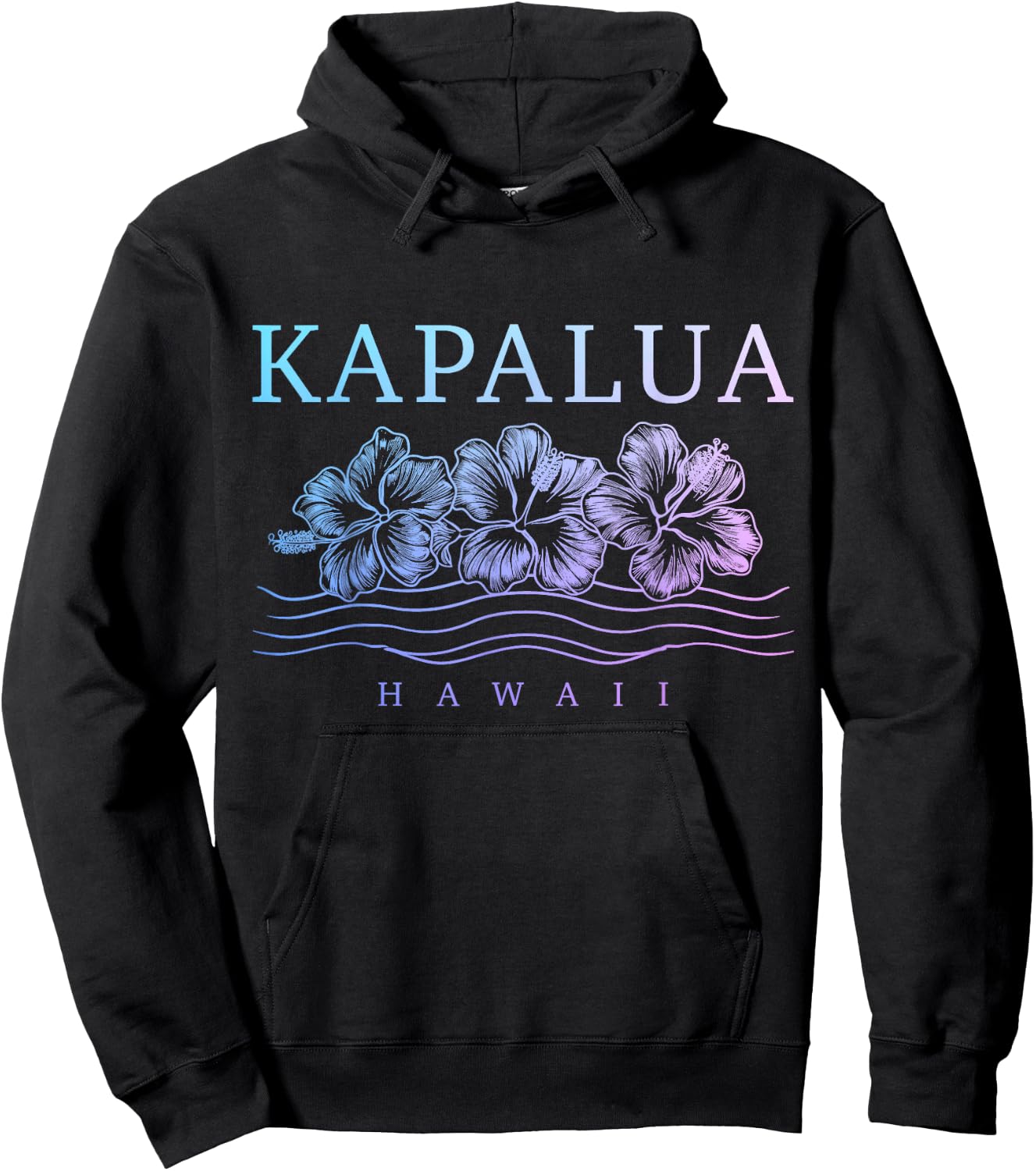 Kapalua Hawaii Hawaiian Hibiscus Flowers Surfer Souvenir Hoodie - Hoodie | Black