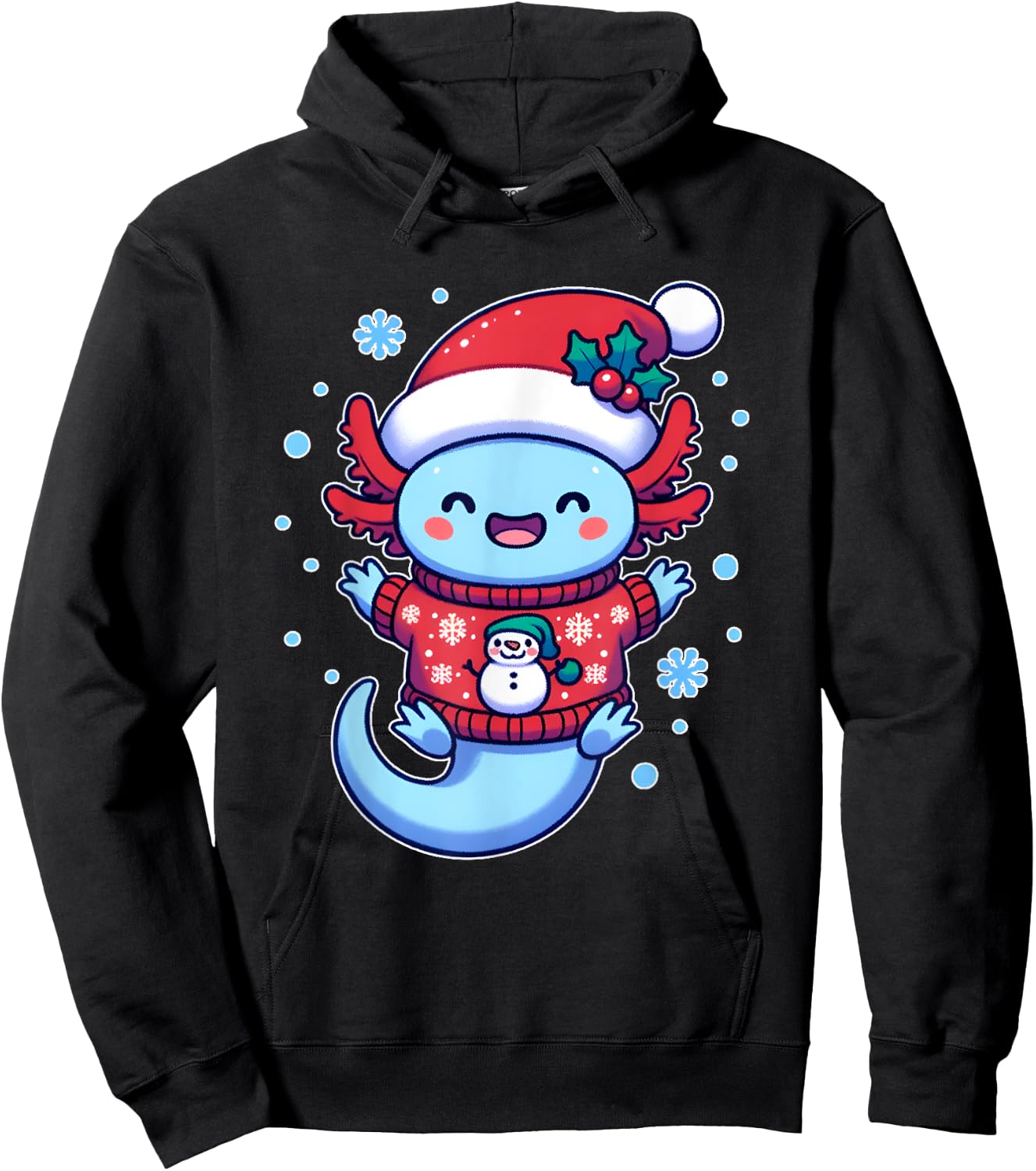 Santa axolotl Funny cute xmas funny christmas Hoodie - Hoodie | Black