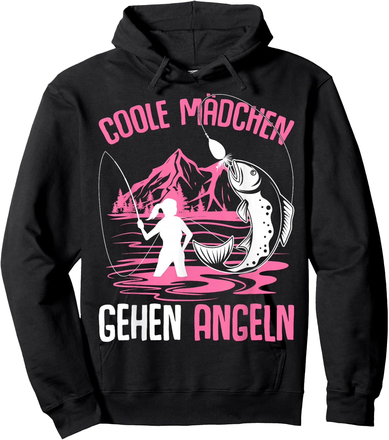 Coole Mädchen gehen Angeln Angler Fischer Kinder Angel Hoodie - Hoodie | Black