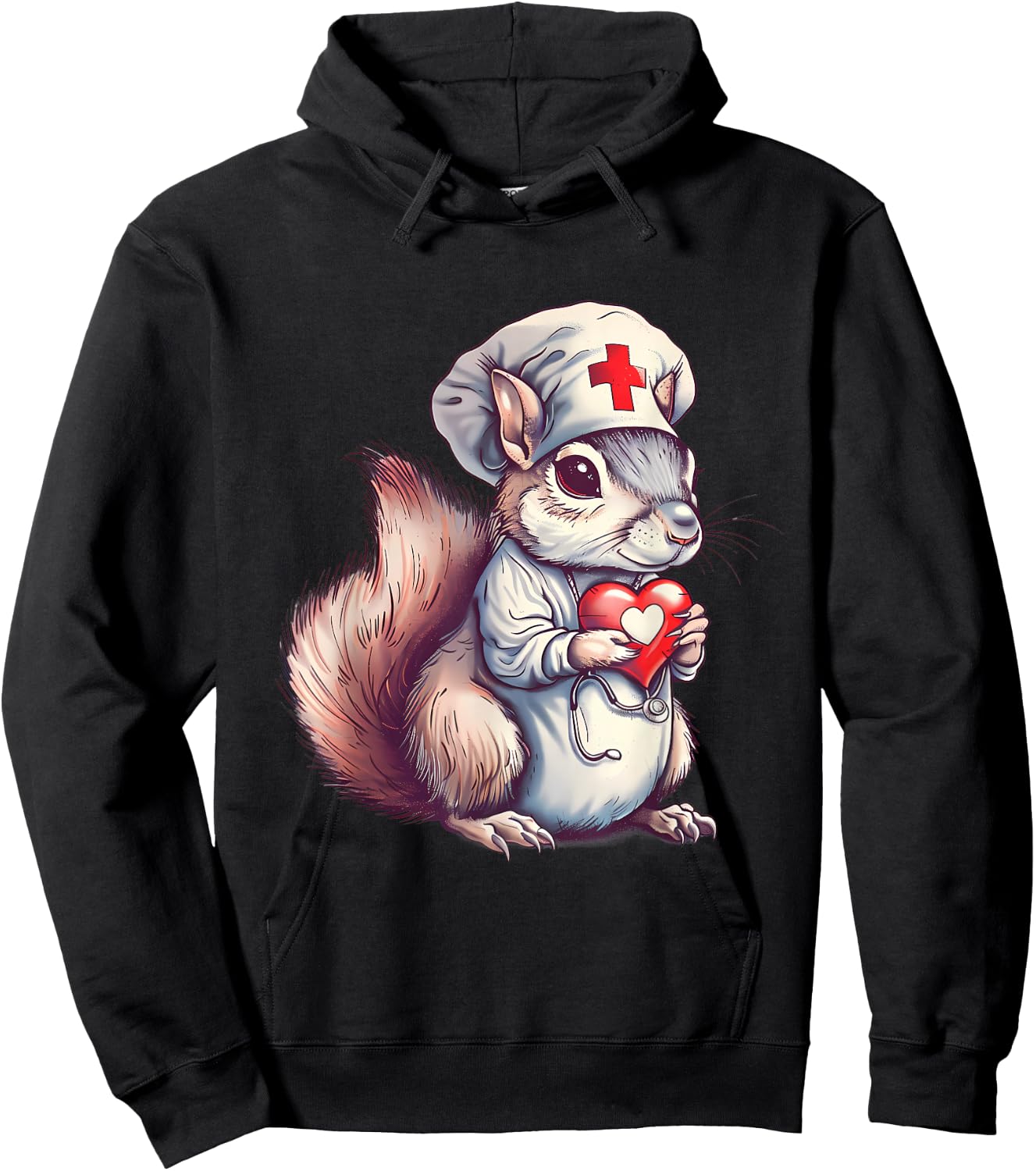 Nurse Squirrel Nursing Squirrel Lover Nurse Appreciation Hoodie - Hoodie | Black