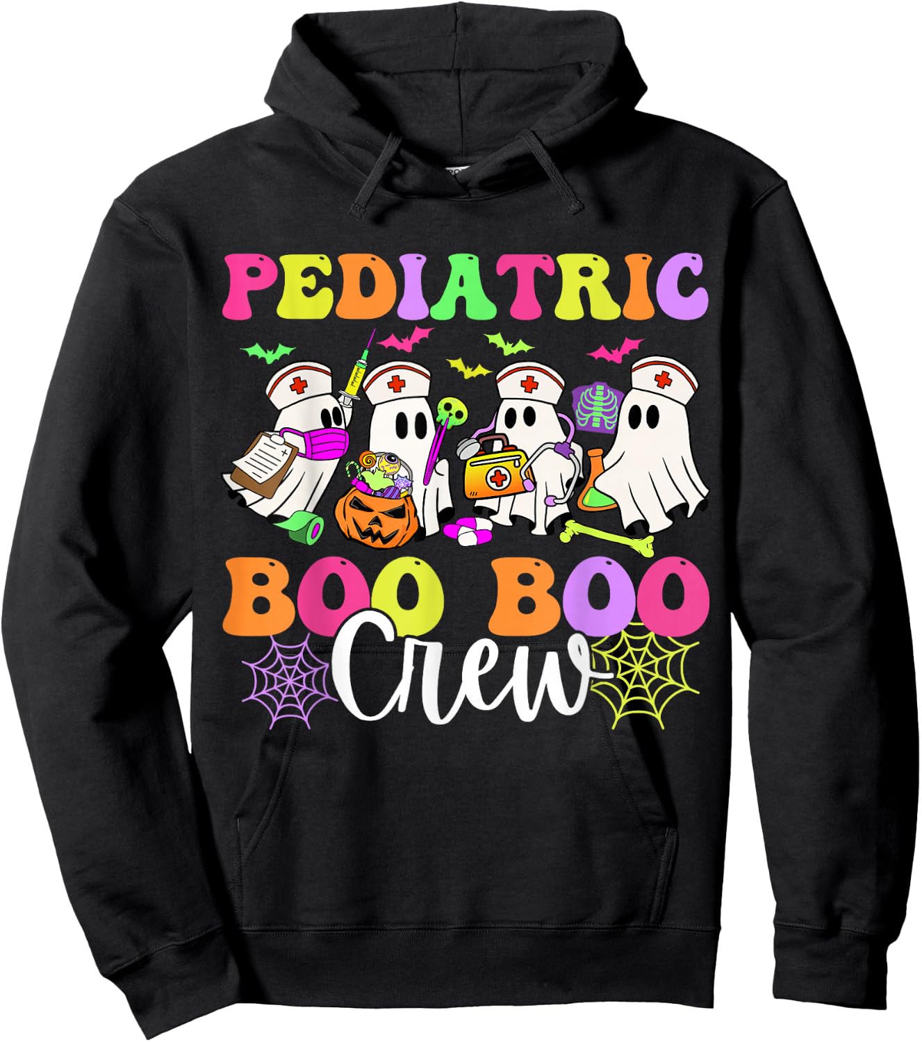 Pediatric Nurse Boo-Boo Crew Ghost Nurse Halloween Costume Hoodie - Hoodie | Black