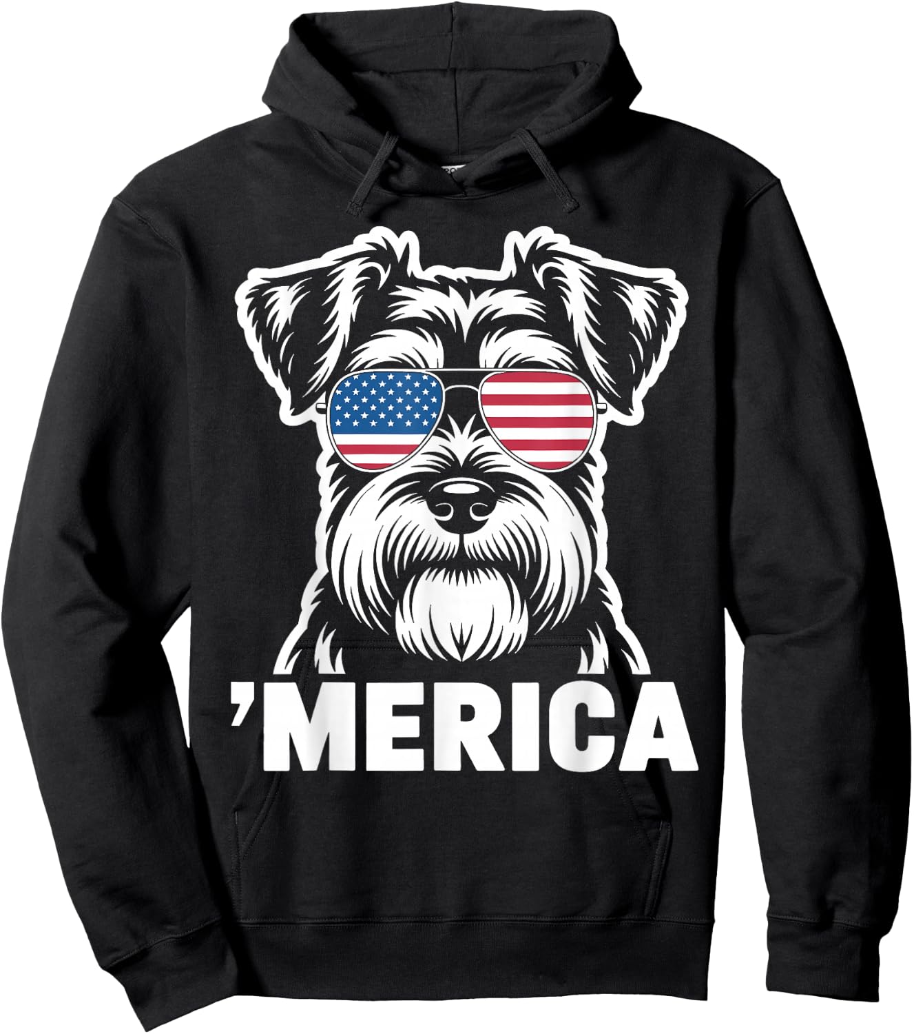 Patriotic USA American Flag 4th of July Schnauzer Hoodie - Hoodie | Black