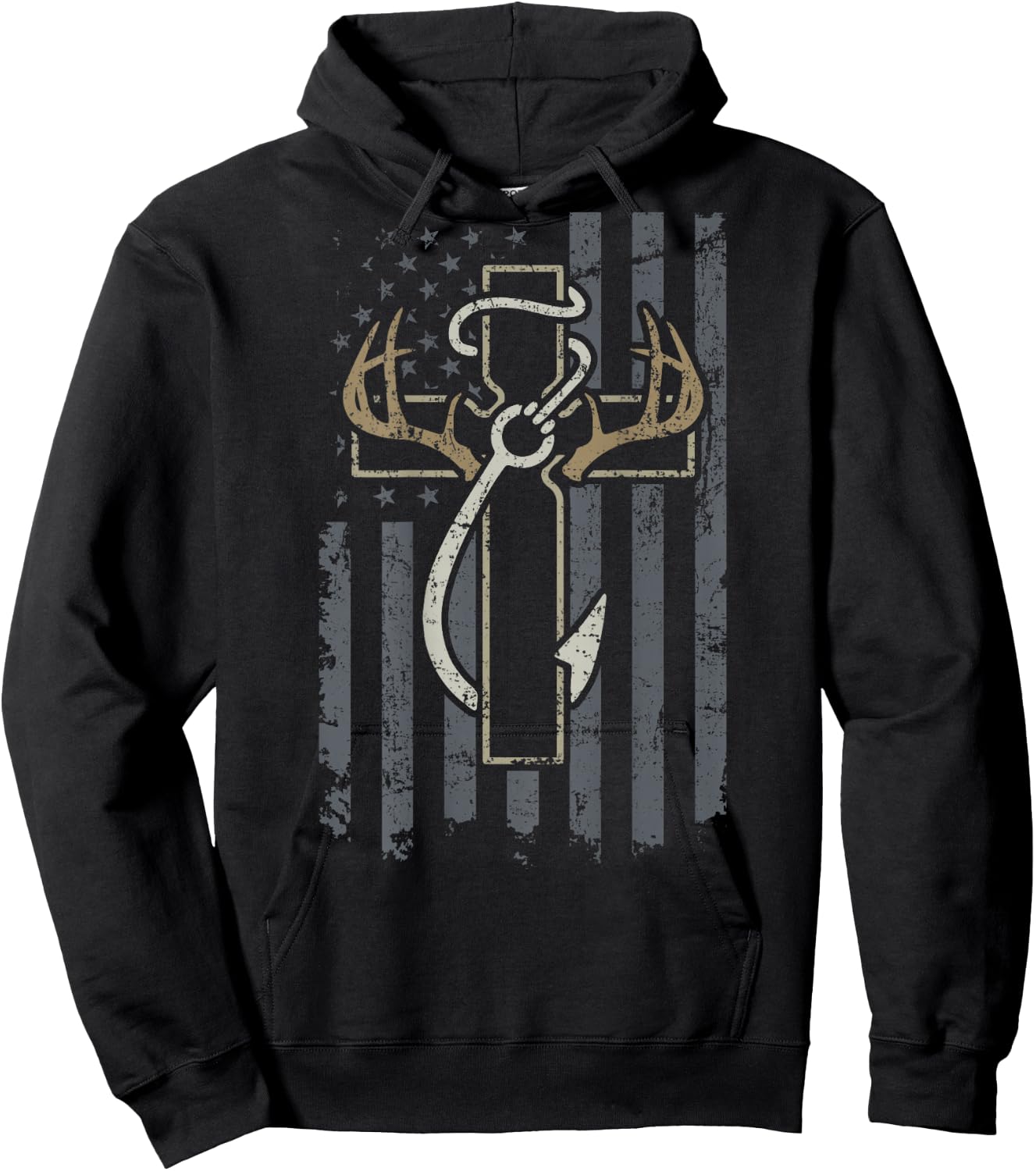 Faith Hunting Fishing - Christian Hunter Fisherman - ON BACK Hoodie - Hoodie | Black
