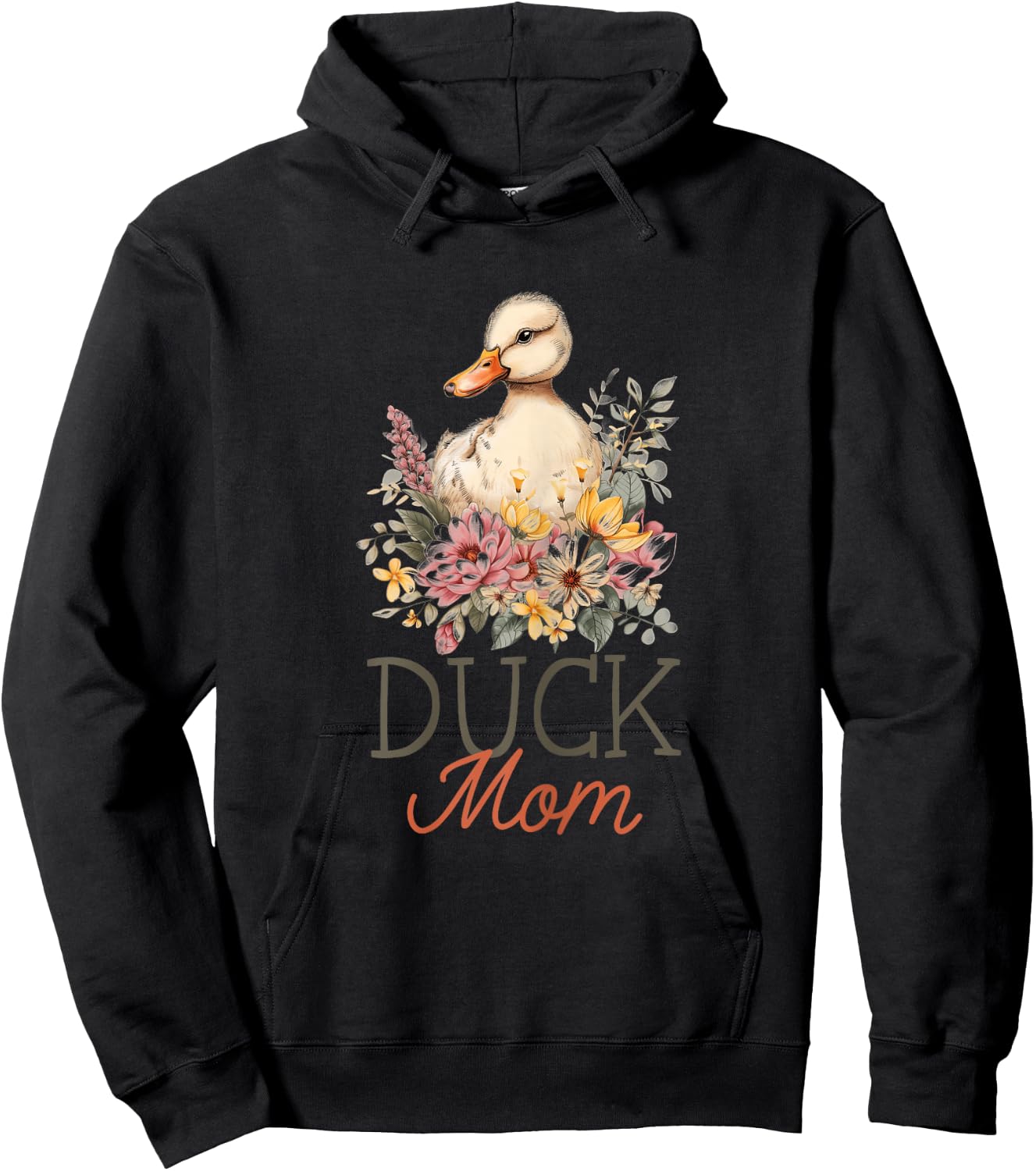 Duck Mom Vintage Flowers Floral Duck Lover Hoodie - Hoodie | Black