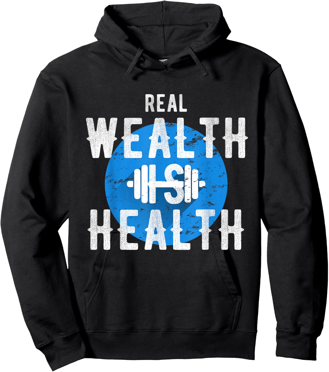 Real Wealth Is Health Inspirational Fitness Quote Hoodie - Hoodie | Black