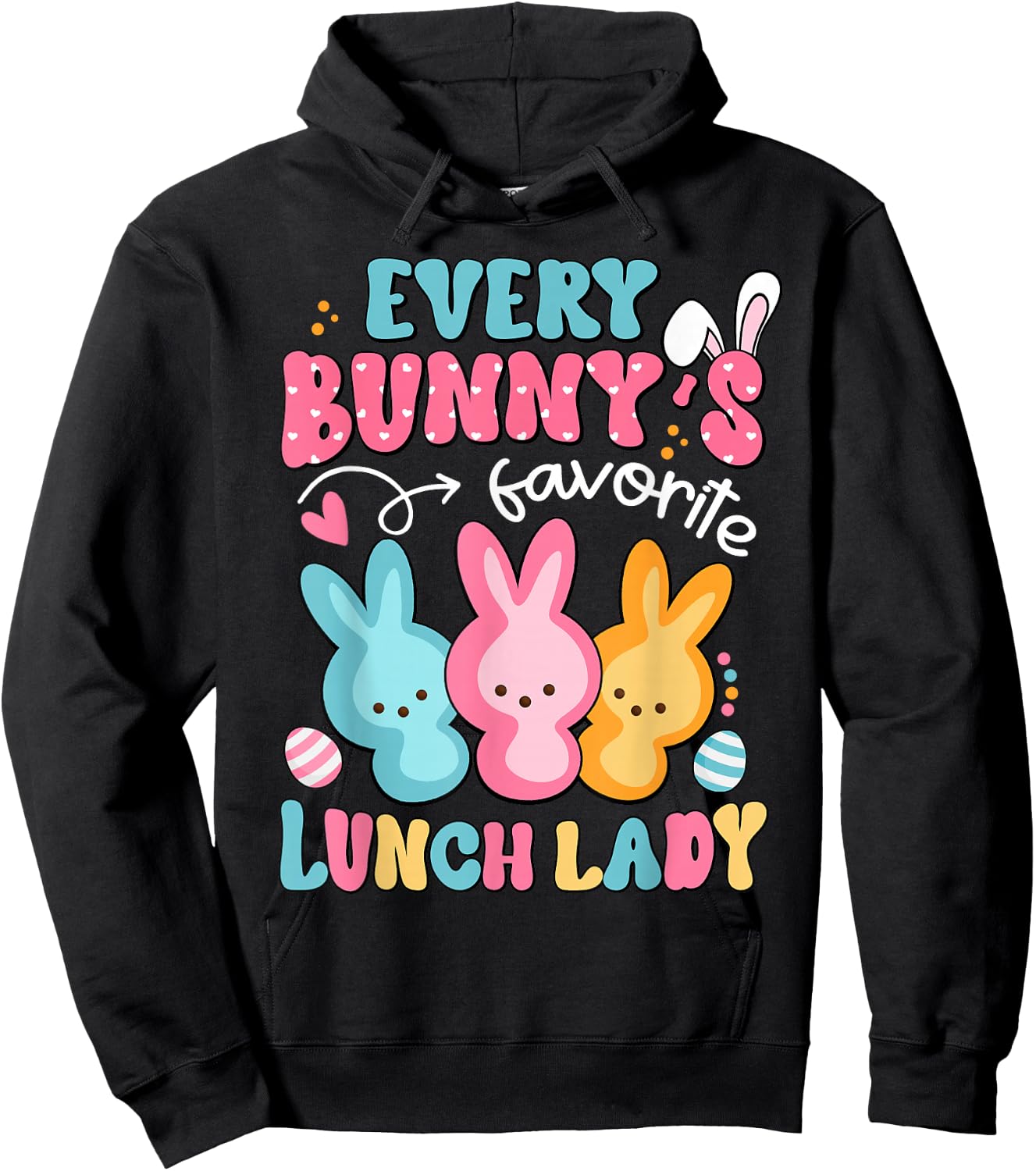 Funny Lunch Lady Easter Happy Easter Day Cafeteria Bunny Hoodie - Hoodie | Black