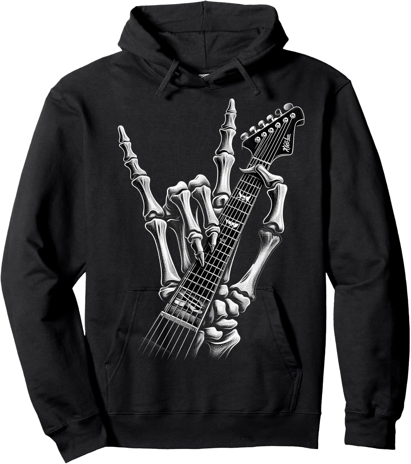 Rock On Skeleton Hand Graphic For A Cool Performer , Black, S Hoodie - Hoodie | Black