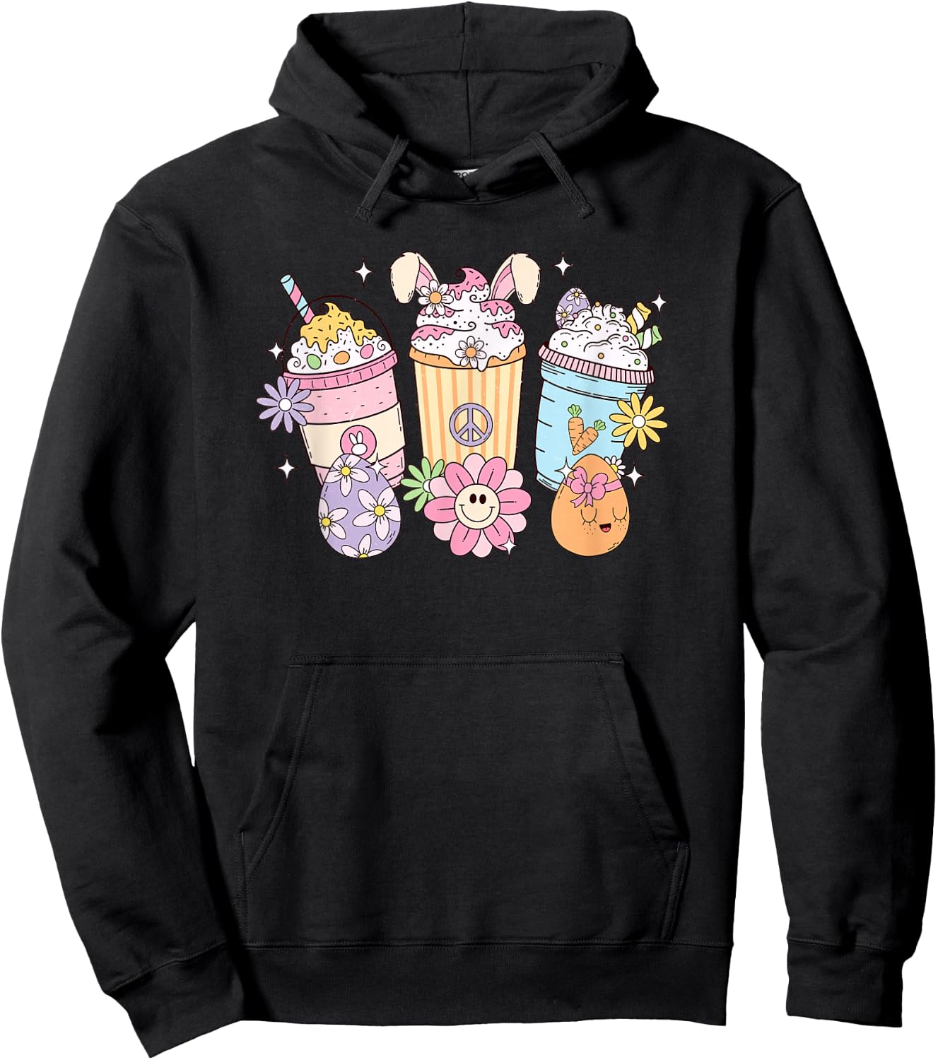 Easter Bunny Milkshake with Eggs Happy Easter Day Hoodie - Hoodie | Black