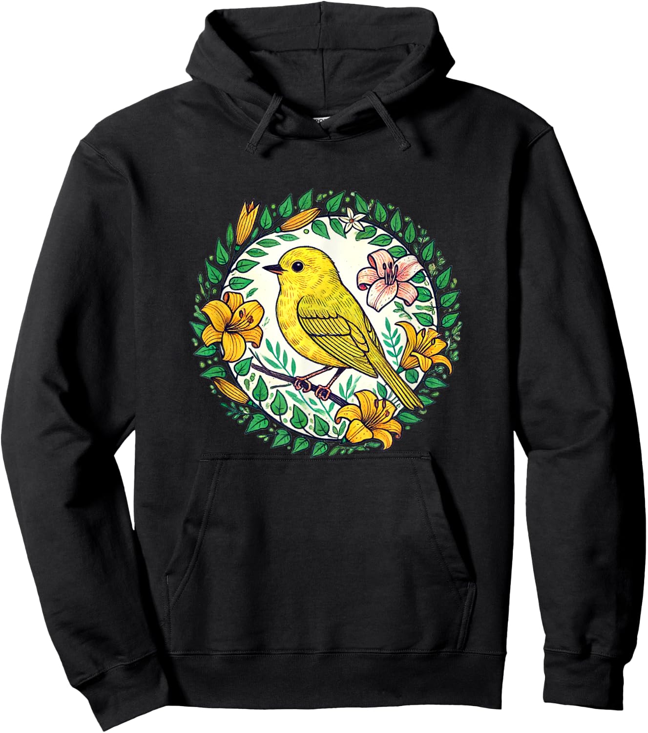 Yellow Finch Art beautiful birds finches illustration Hoodie - Hoodie | Black