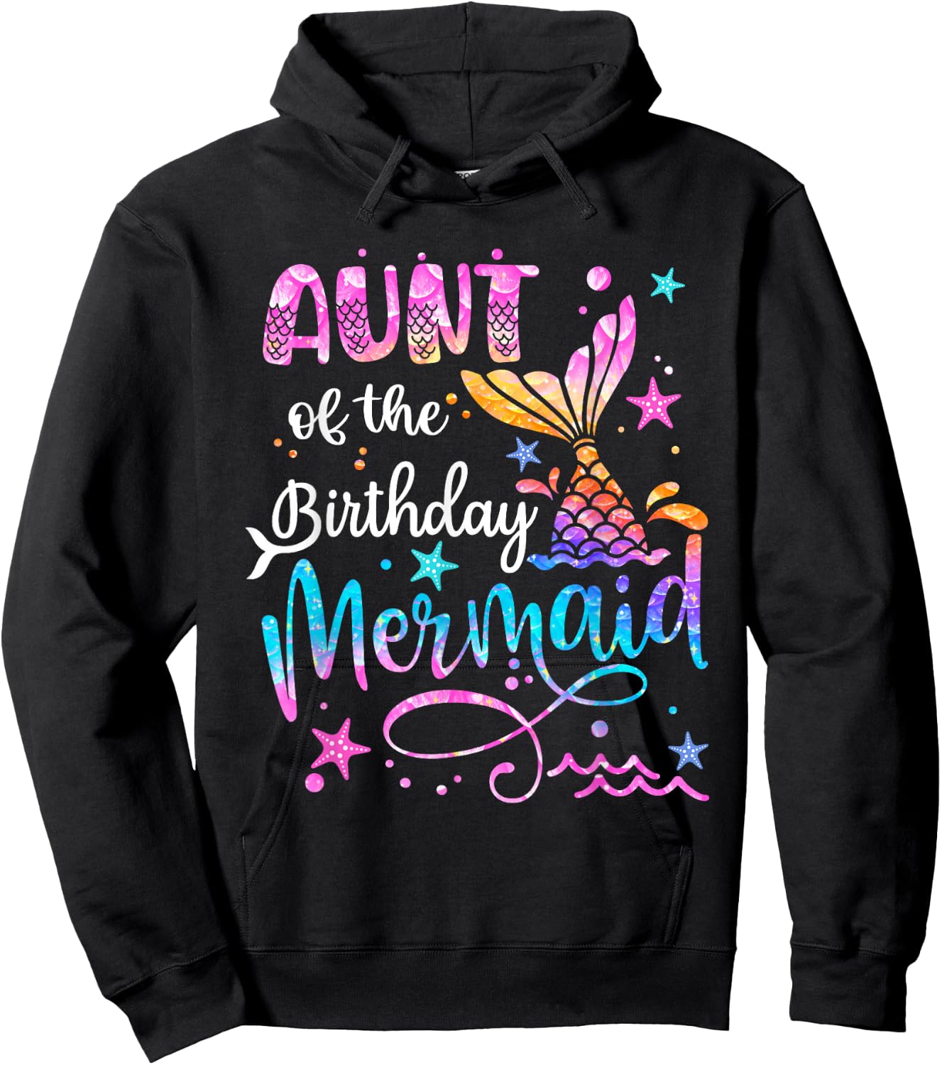 Aunt Of The Birthday Mermaid Matching Family 1st Birthday Hoodie - Hoodie | Black