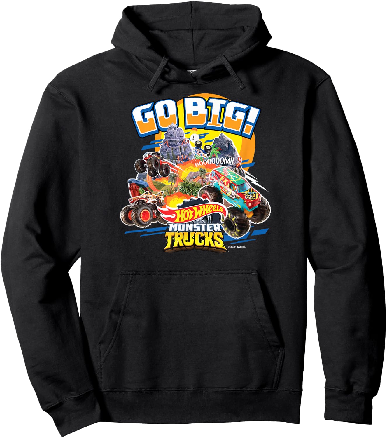 Hot Wheels Monster Trucks Get Big , black Hoodie - Hoodie | Black