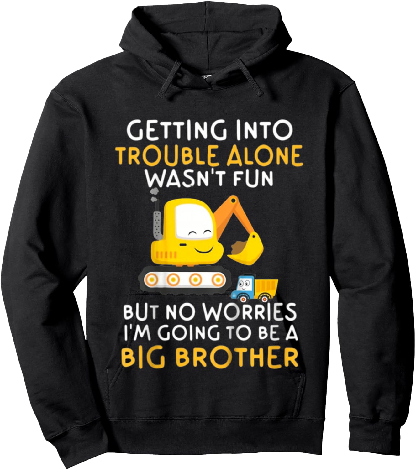 Kids Promoted to Big brother 2027 Construction Excavator Toddlers Hoodie - Hoodie | Black