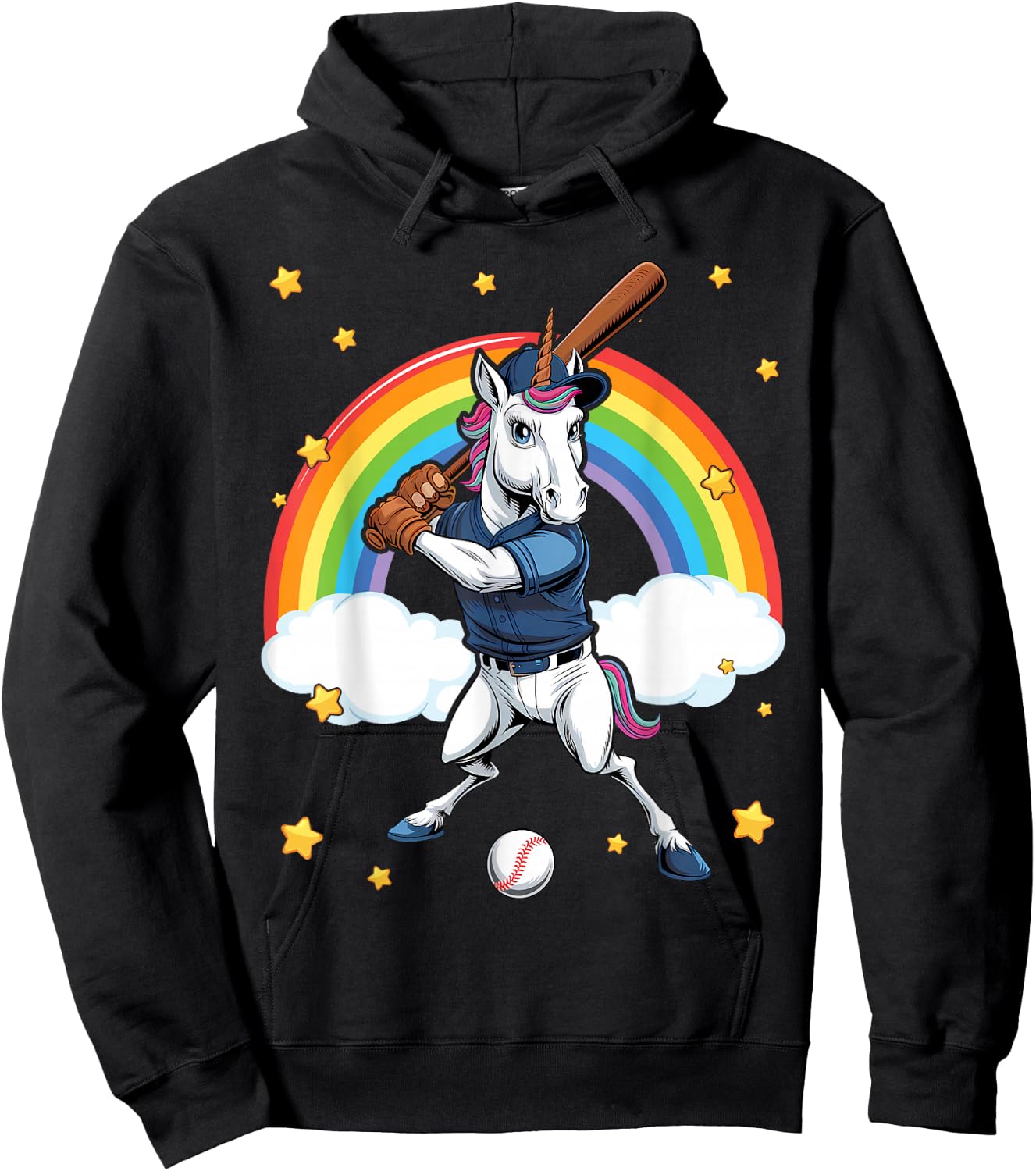 Unicorn Baseball Unicorn Playing Baseball Unicorn Hoodie - Hoodie | Black
