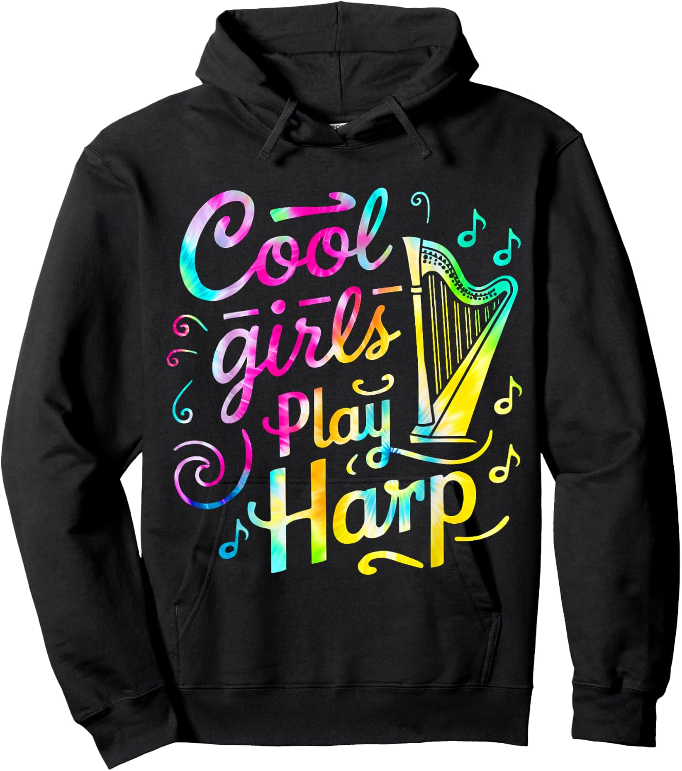 Cool Girls Play Harp , Black, S Hoodie - Hoodie | Black