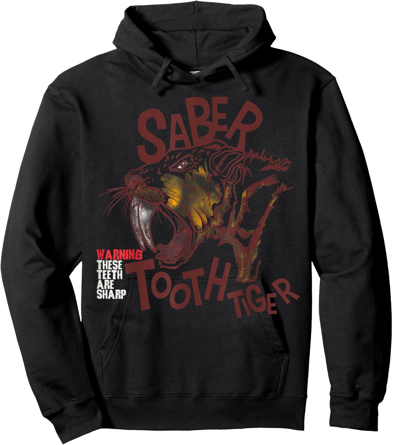 Saber-toothed tiger extinct predatory cat funny saying child Women Girls Kids Hoodie - Hoodie | Black