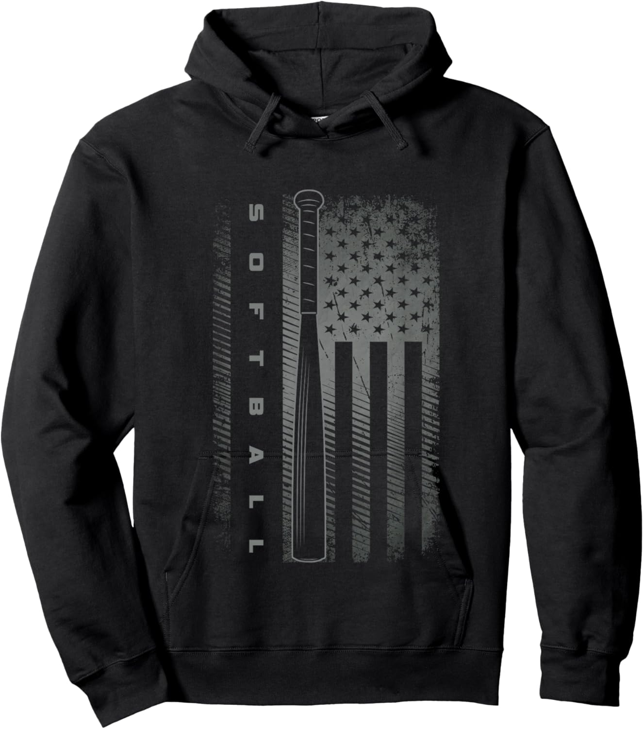 American Flag Softball Apparel - Softball Kids Men Hoodie - Hoodie | Black