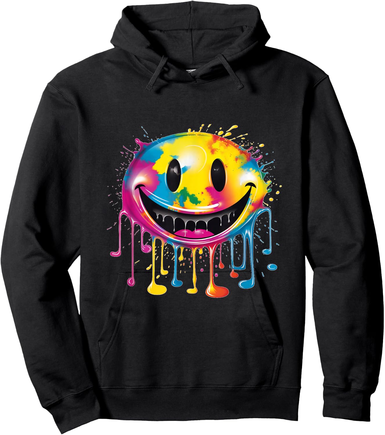 Psychedelic Rave Face Acid Mushrooms Ballern - Black, Multicolored - - Kurzarm - mit kurzen Ärmeln - Rave-Fans, Electronic Music Lovers, Festival Goers, , Gift Recipients Hoodie - Hoodie | Black