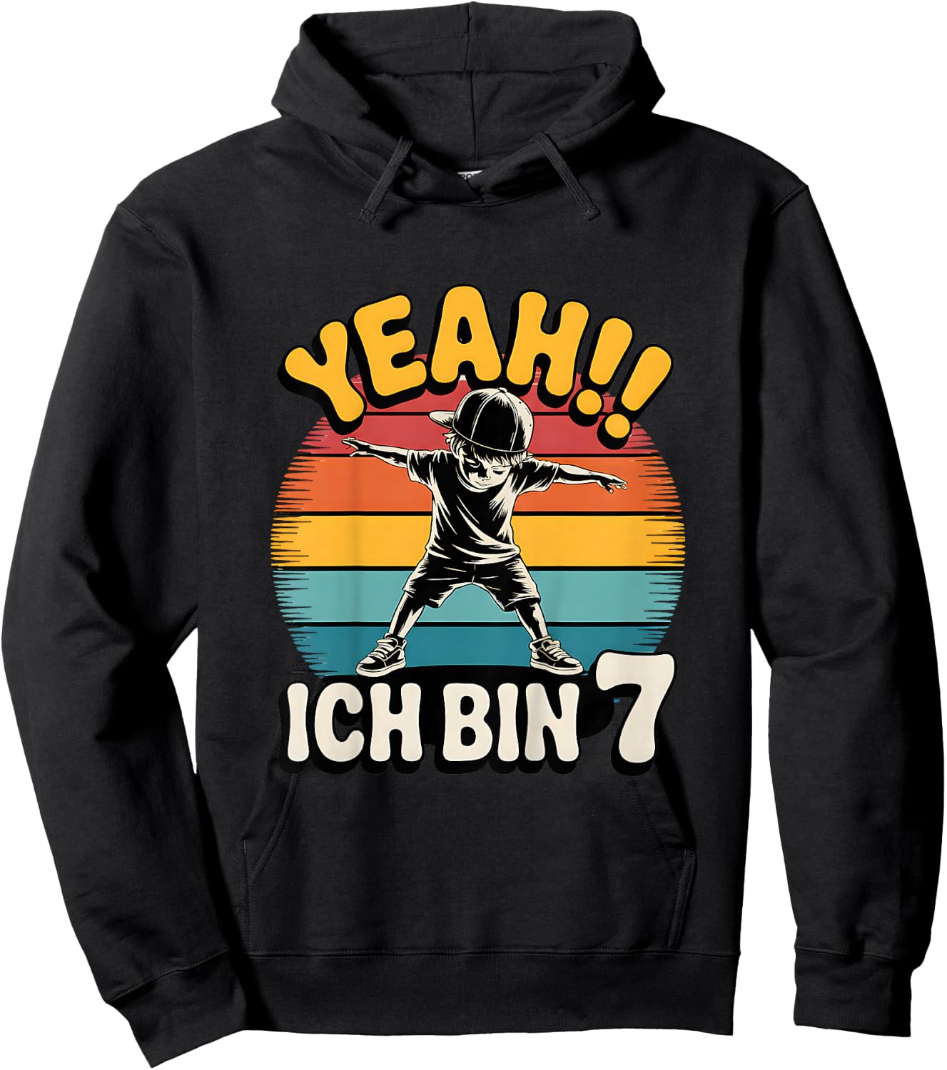 Kinder Yeah Ich Bin 7 Skater Geburtstag 7. Geburtstag Junge Retro Hoodie - Hoodie | Black