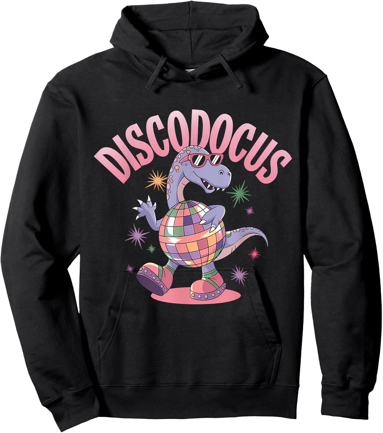 Disco Dancing Dinosaur Diplodocus Dino Funny 70s Disco Hoodie - Hoodie | Black