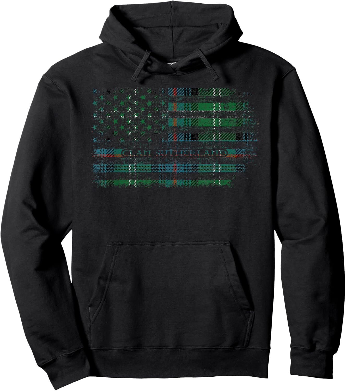Clan Sutherland Scottish tartan US flag kilt Scotland Hoodie - Hoodie | Black