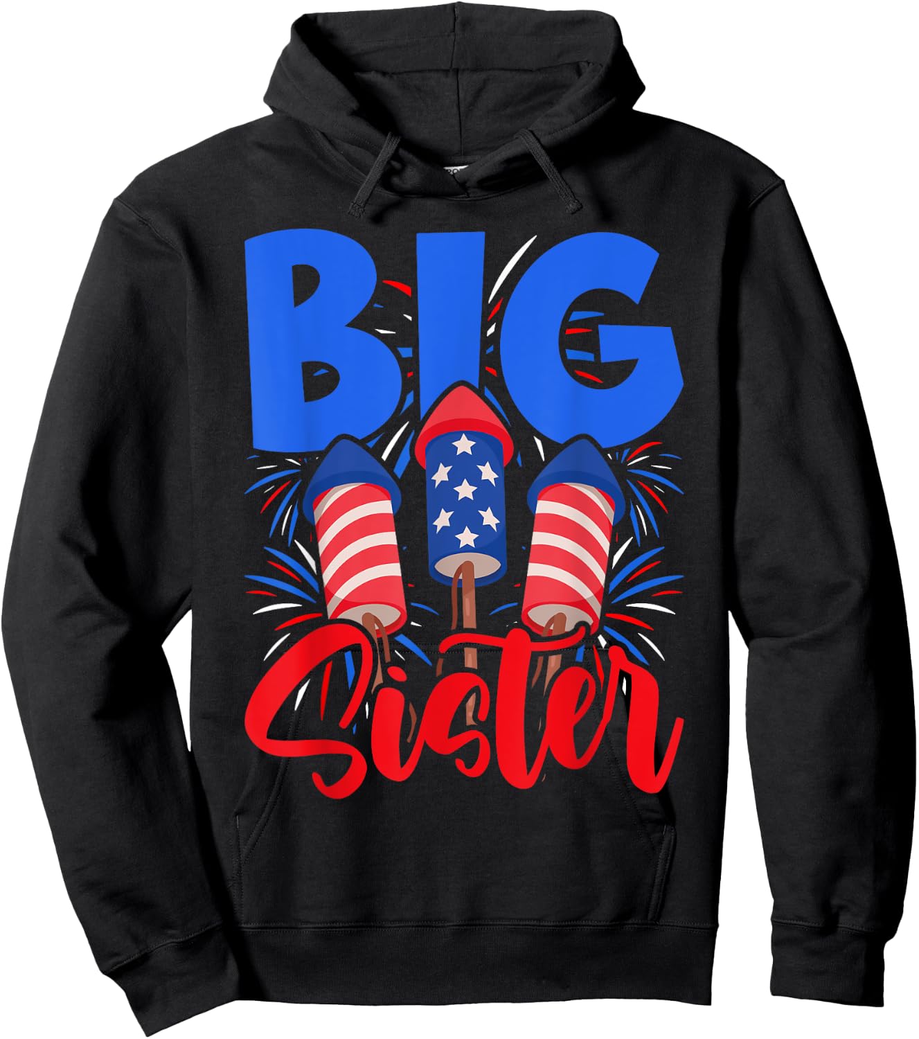 This Little Is Going to Be Big Sister, 4th July Big Sister Hoodie - Hoodie | Black