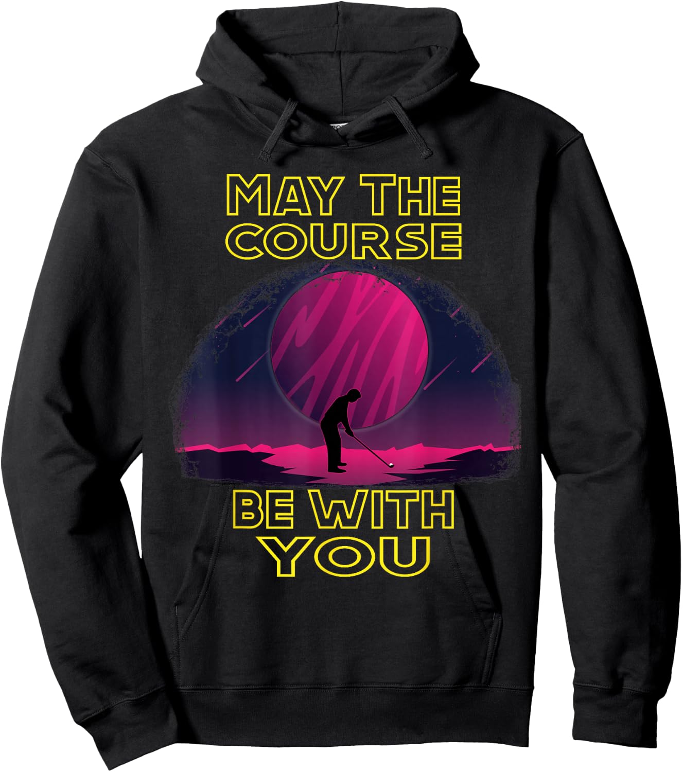 May The Course Be With You Funny Golf Gift Golfers Xmas Hoodie - Hoodie | Black