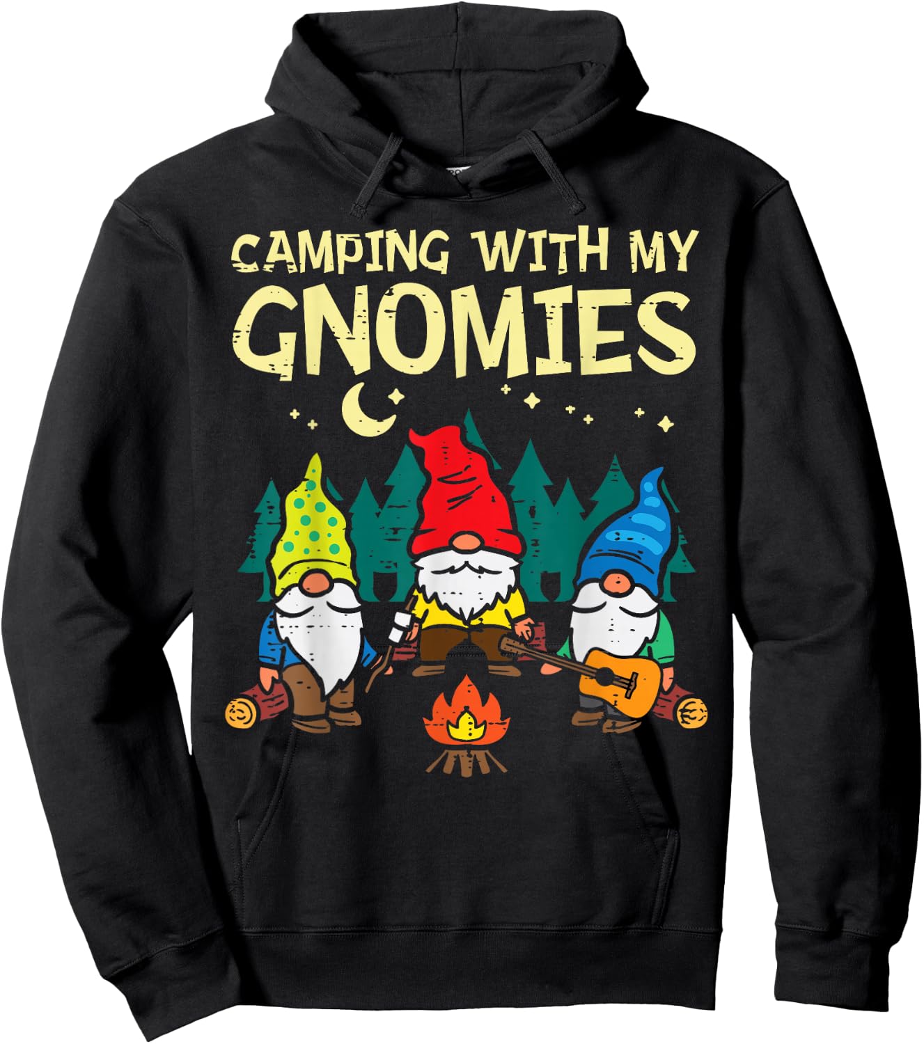 Camping With My Gnomies Funny Camper Gnomes Men Women Kids Hoodie - Hoodie | Black