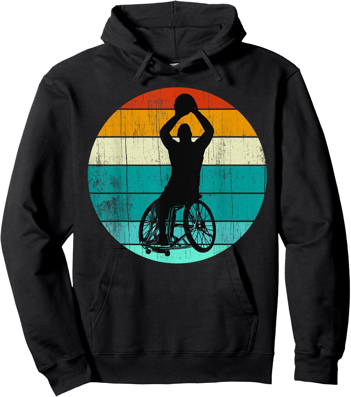 Rollstuhl Basketball Athlete: Retro Rollstuhl Basketball Hoodie - Hoodie | Black