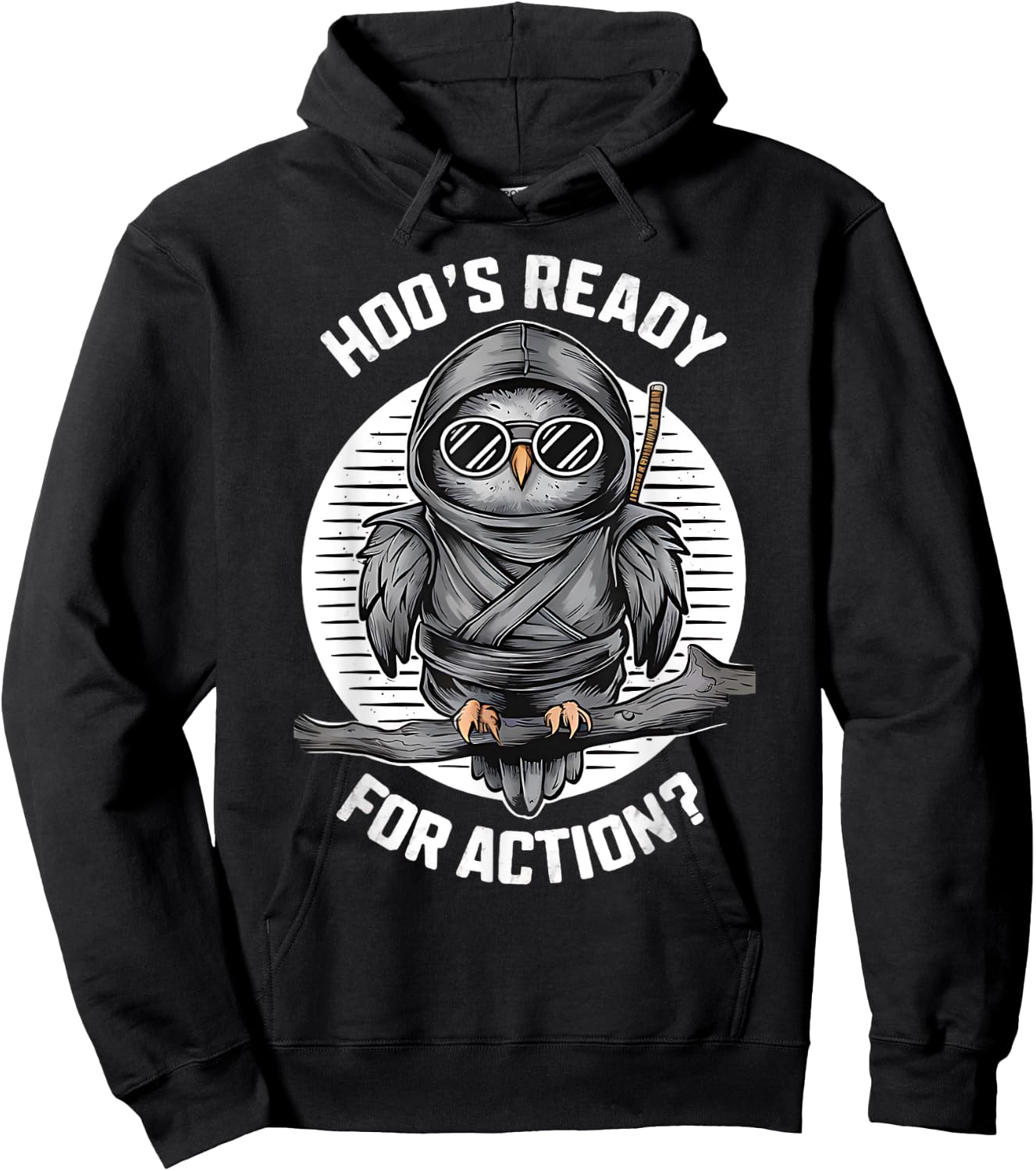 Funny Ninja Owl Birds Lover Night Actions Design Hoodie - Hoodie | Black