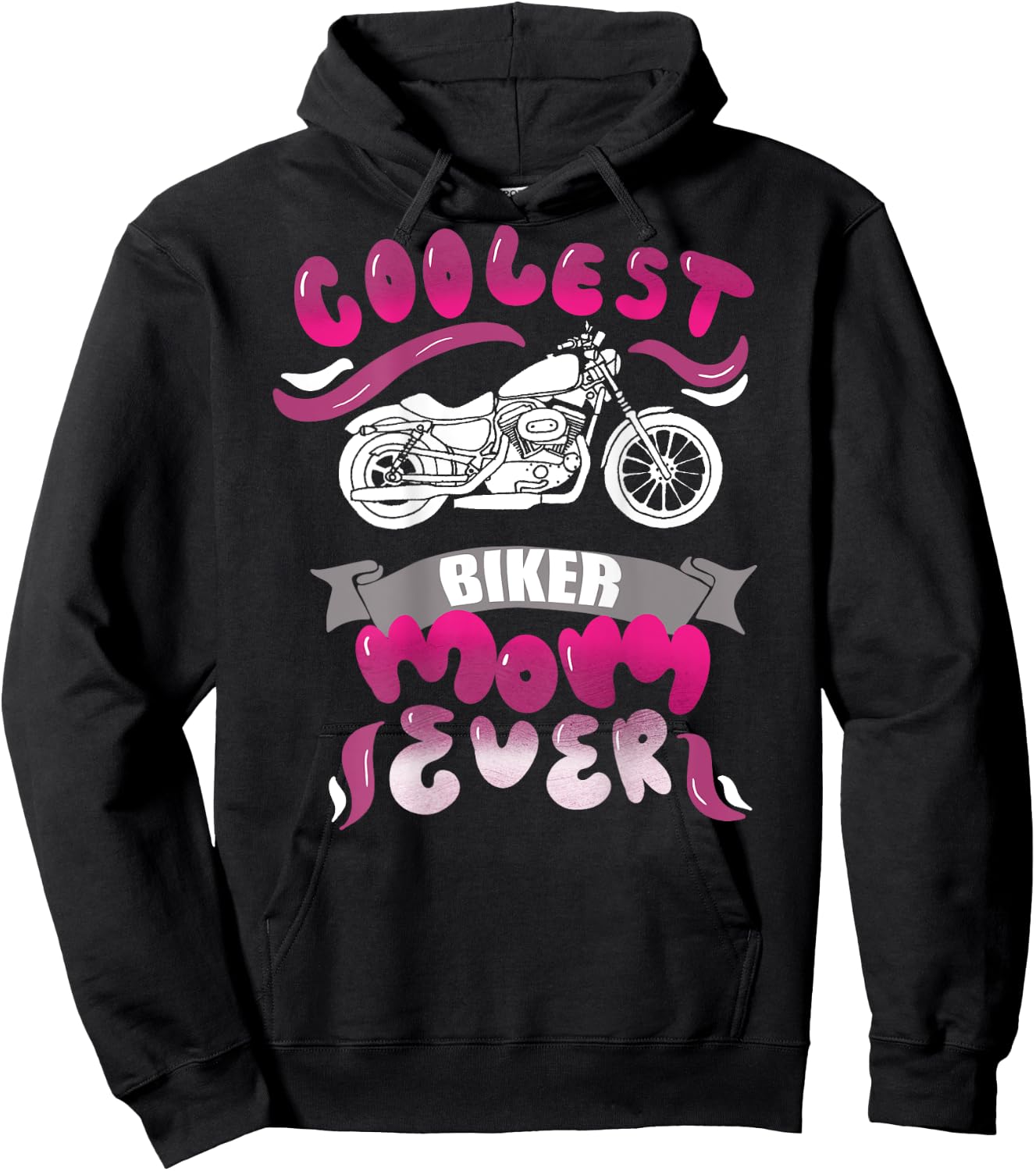 (Print on Back) Coolest Biker Mom Ever Motorcycle Gear Hoodie - Hoodie | Black