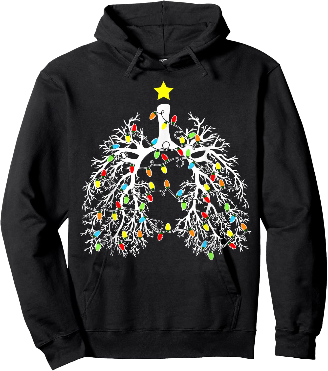 Respiratory Therapist Lung Christmas Lights RT Pulmonologist Hoodie - Hoodie | Black