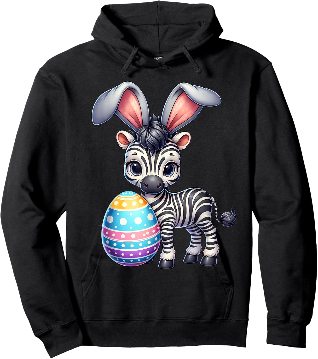 Funny Easter Zebra Lover Egg Eggs Bunny Rabbit Bunnies Hoodie - Hoodie | Black