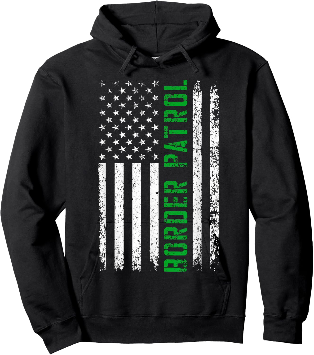 US Flag - Green Line - Border Patrol Hoodie - Hoodie | Black