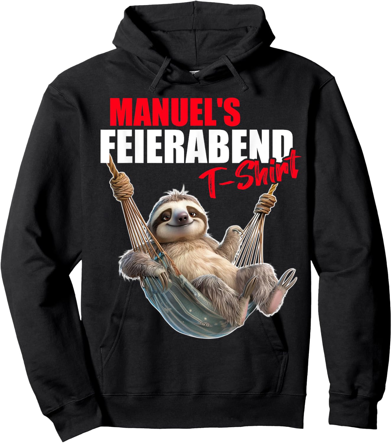 MANUEL with German Text "Retirement Eve Sloth First Name", black Hoodie - Hoodie | Black