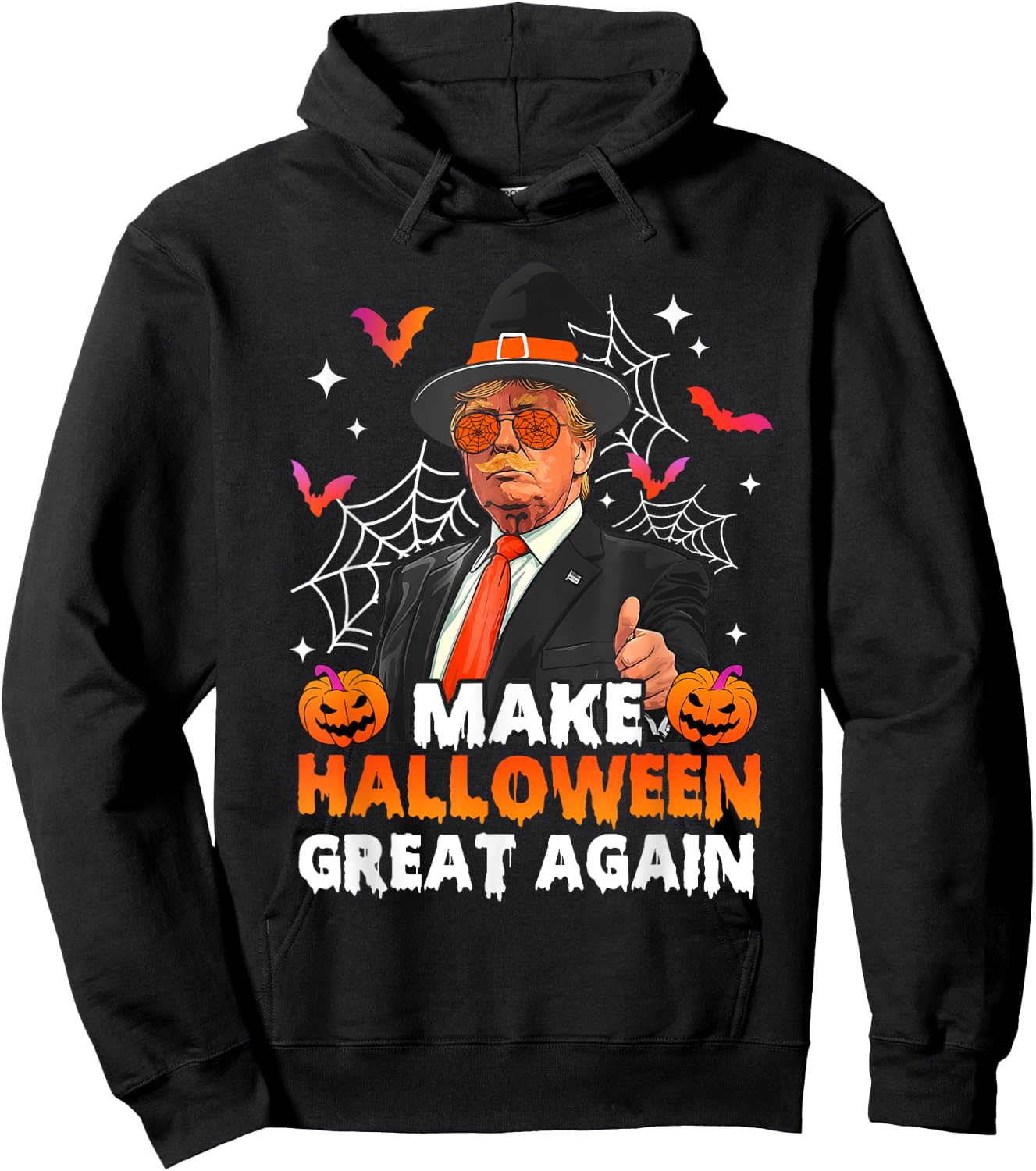 Make Halloween Great Again Funny Trump Spooky Season Witch Hoodie - Hoodie | Black