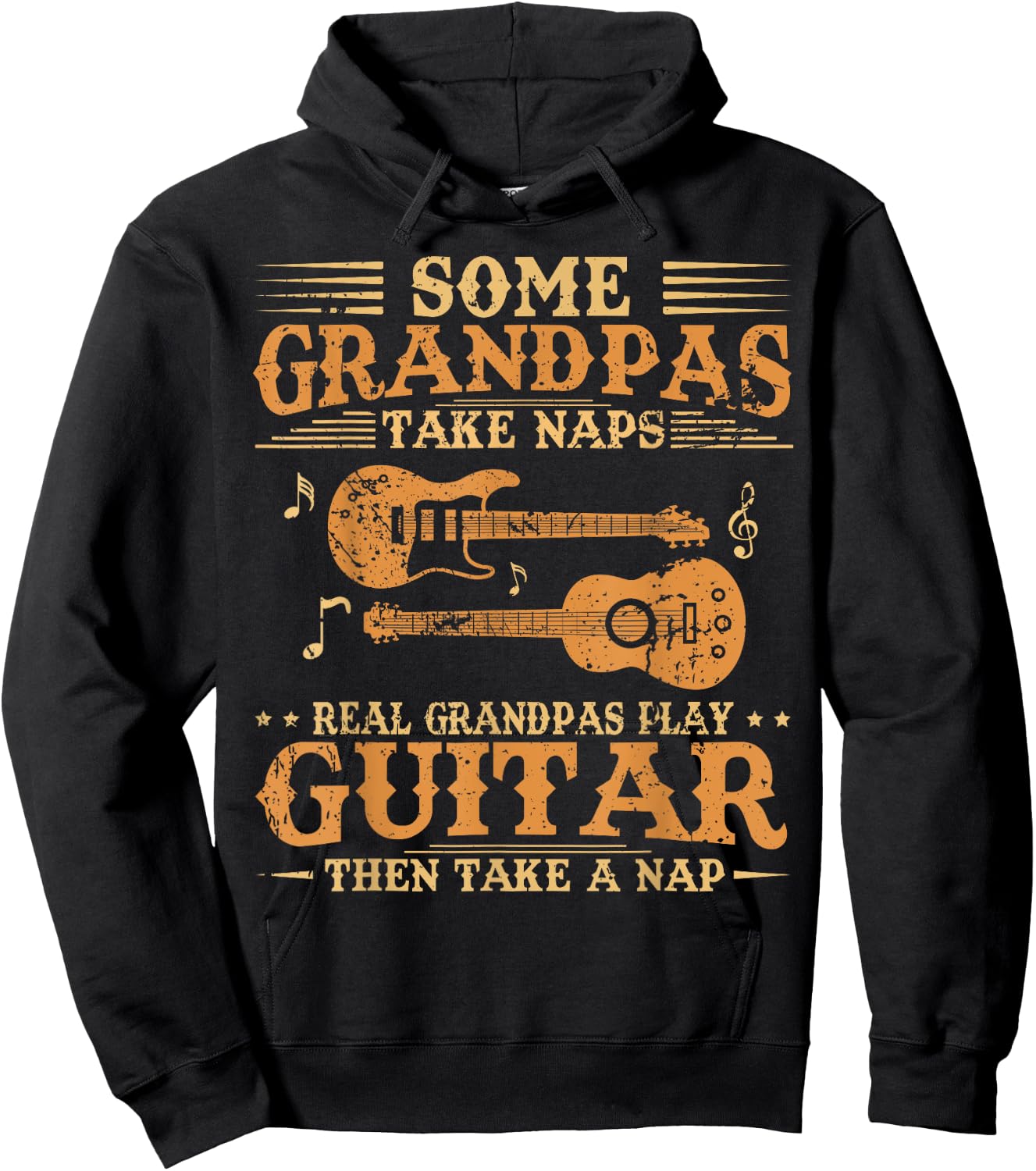Real Grandpas Play Guitar Then Take Nap Funny Guitarist Hoodie - Hoodie | Black