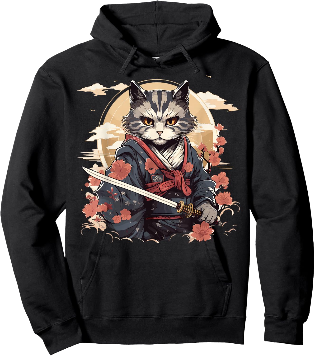 Samurai Cat Warrior Japanische Ninja Katze Kawaii Hoodie - Hoodie | Black
