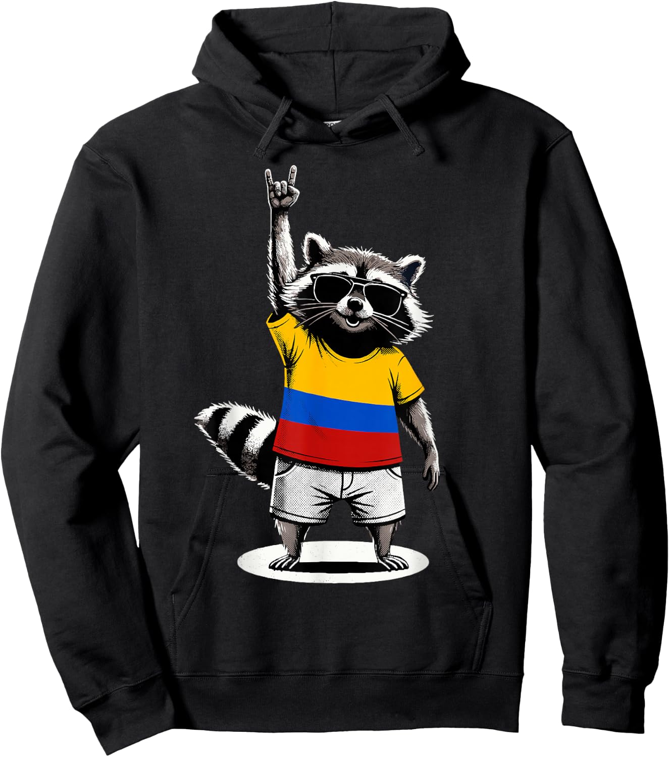 Colombian Flag Raccoon Funny Colombia Hoodie - Hoodie | Black