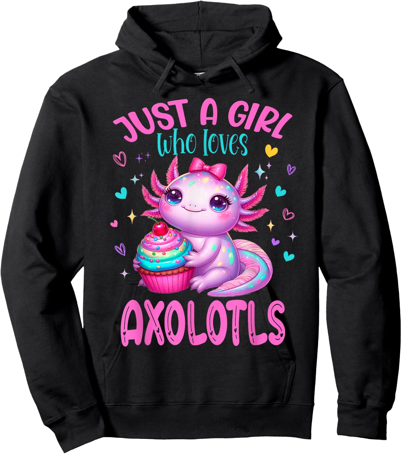 Just Girl Who Loves Pink Axolotl Birthday Party Outfit Hoodie - Hoodie | Black