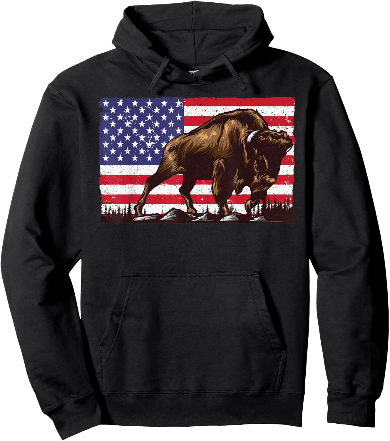 Cute Bison Design Women Kids Buffalo Bison Lovers Hoodie - Hoodie | Black