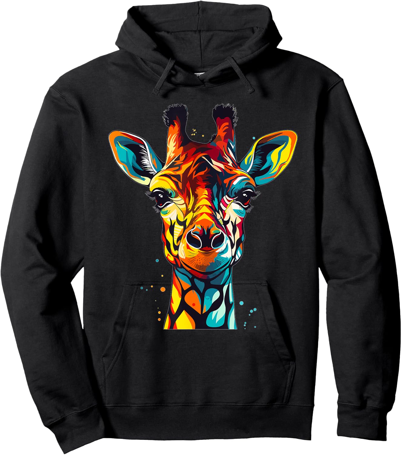 Colorful Giraffe , Small, Black Hoodie - Hoodie | Black