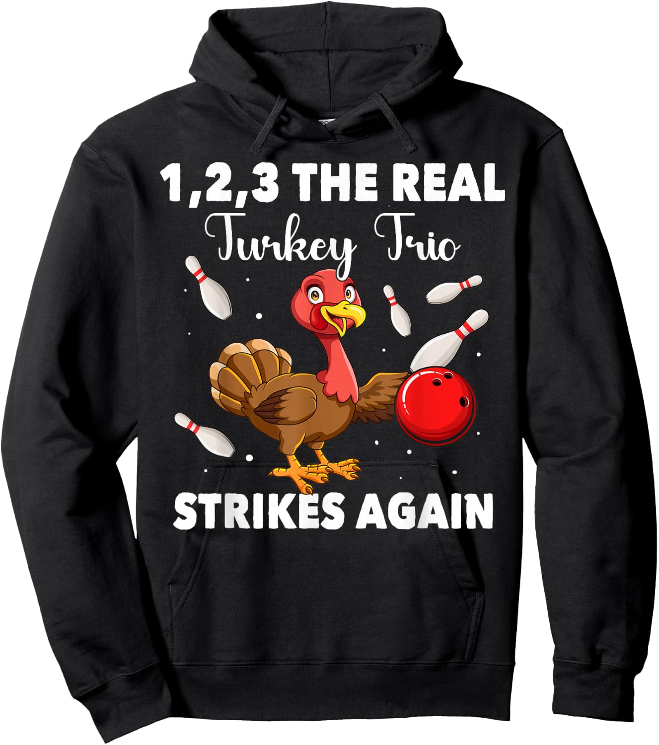 Thanksgiving Bowling Player Bowler Turkey Bowling Hoodie - Hoodie | Black