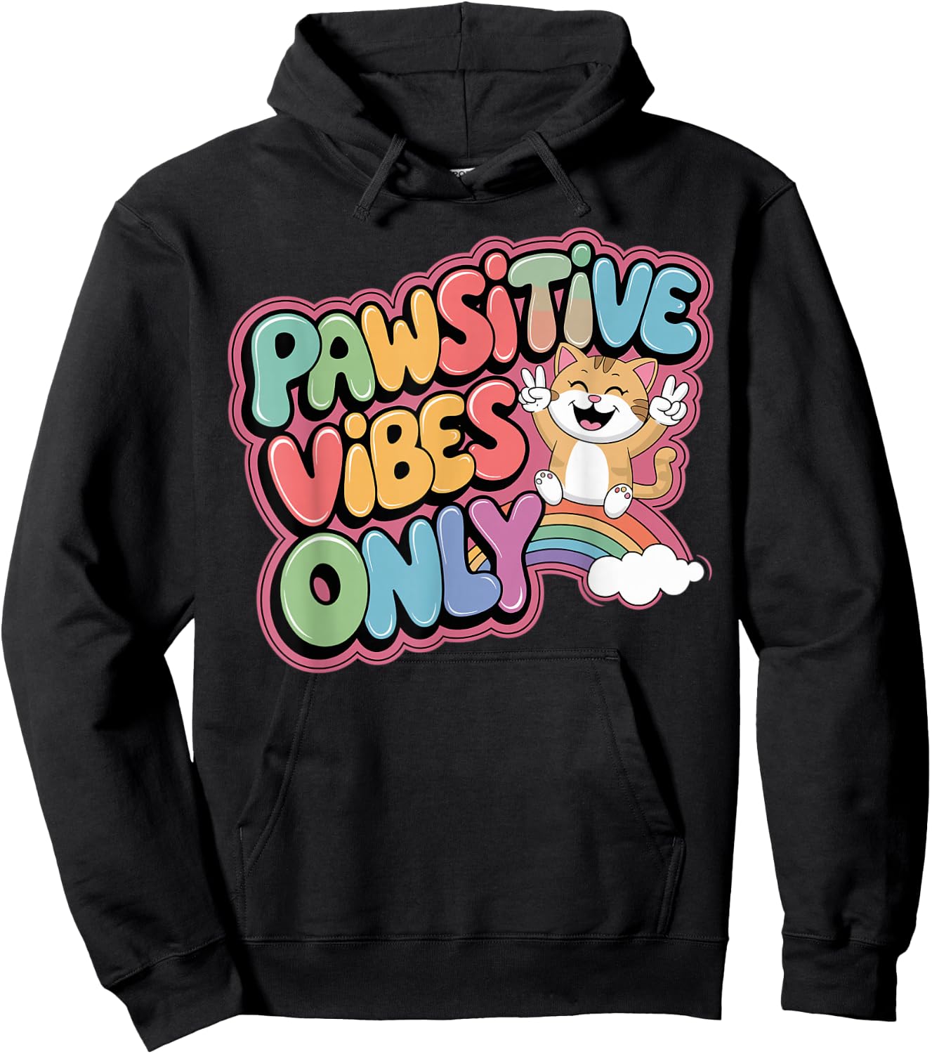 Funny Cat Owner Design Pawsitive Vibes Only Cat Lovers Hoodie - Hoodie | Black