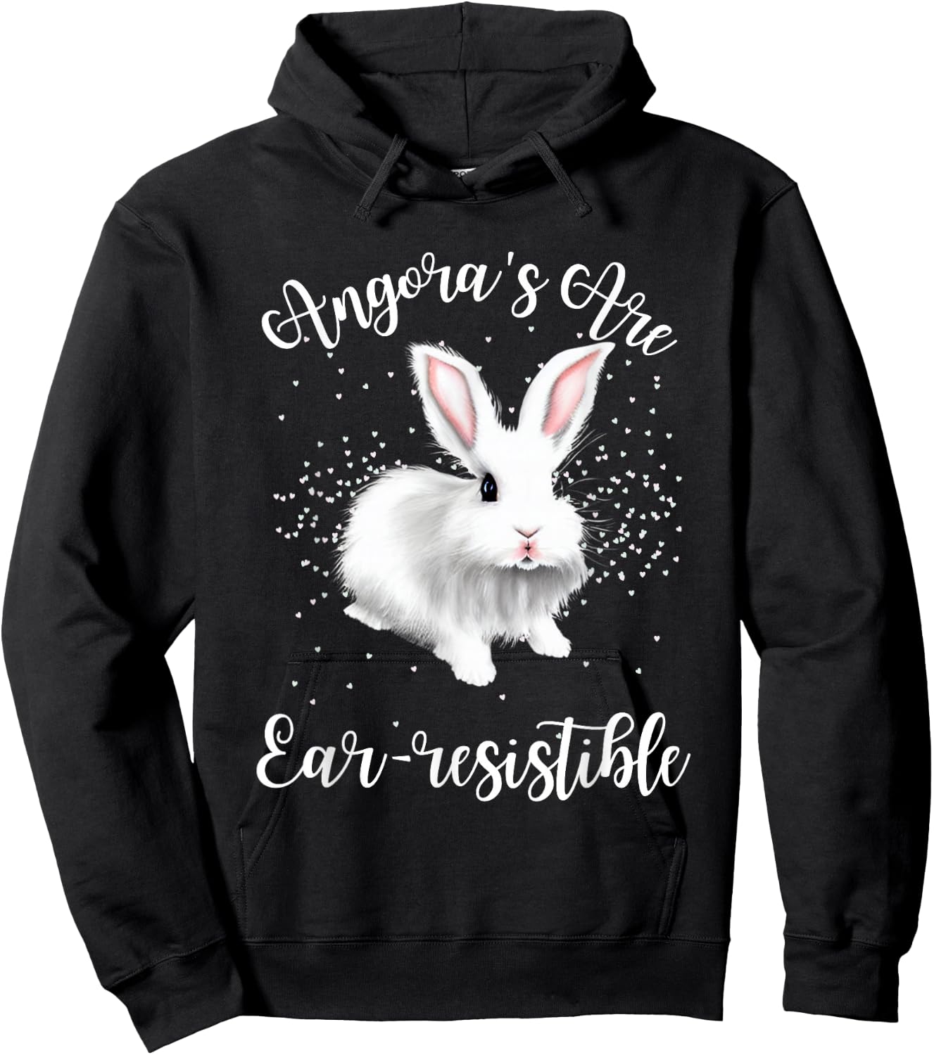 Angora Bunny Rabbit Funny Rabbit Ear-resistible Hoodie - Hoodie | Black