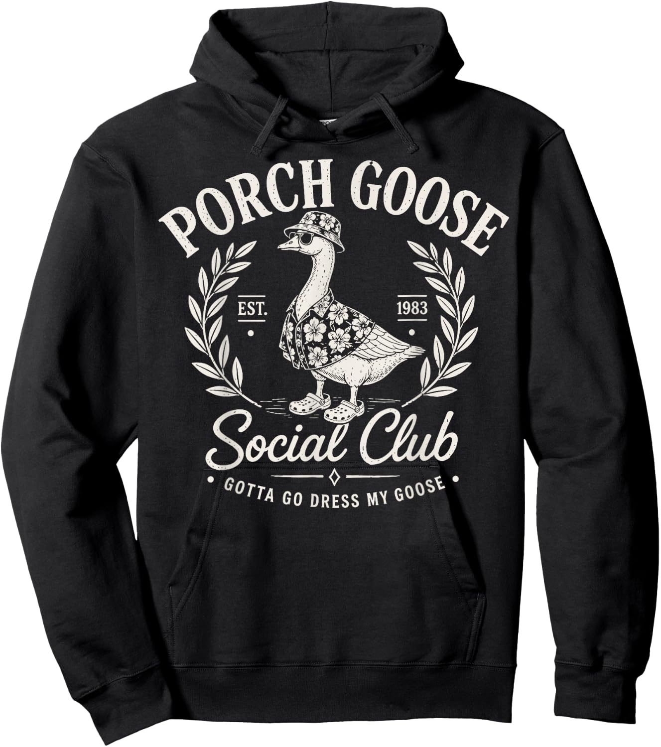 Porch Goose Social Club Funny Vintage Retro Hoodie - Hoodie | Black