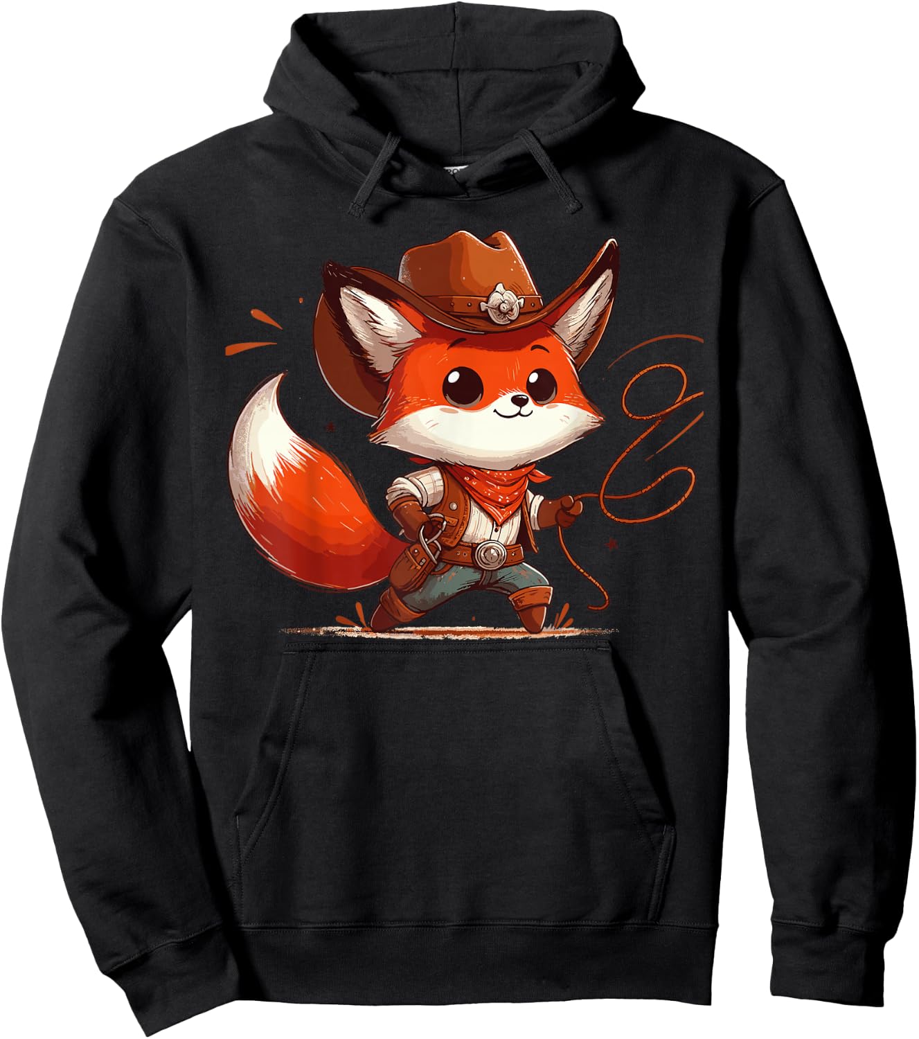 Western Rodeo Cowboy Hat Fox Texas Animals Hoodie - Hoodie | Black
