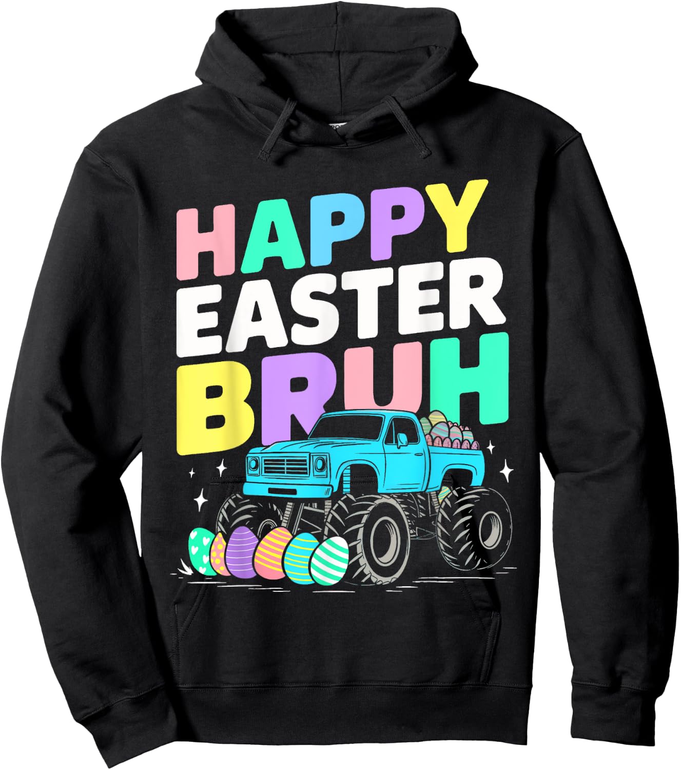 Bruh Easter Shirts for Boys Kids Monster Truck Eggs Hoodie - Hoodie | Black