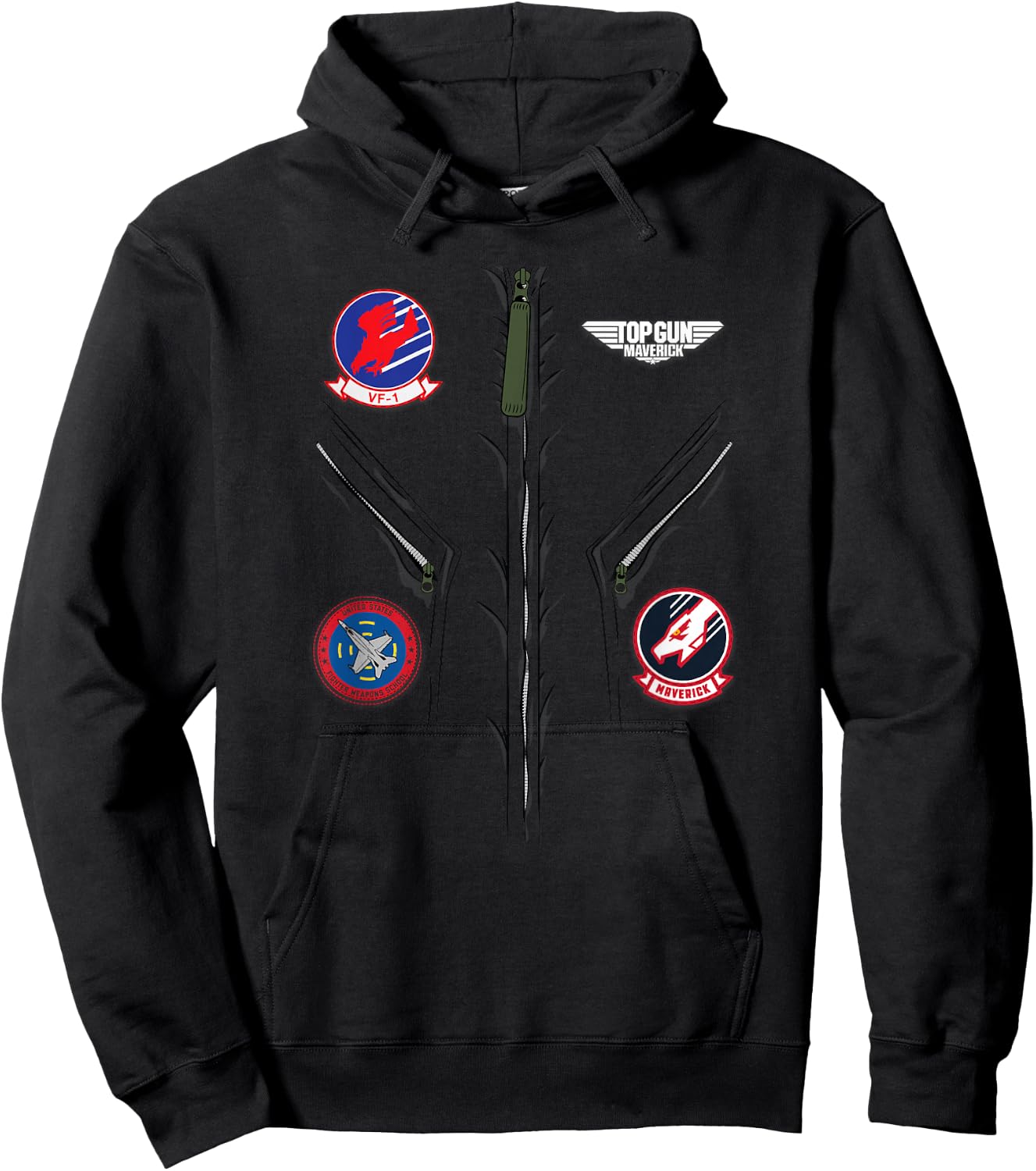 Top Gun: Maverick Flight Suit Costume , Green, s Hoodie - Hoodie | Black