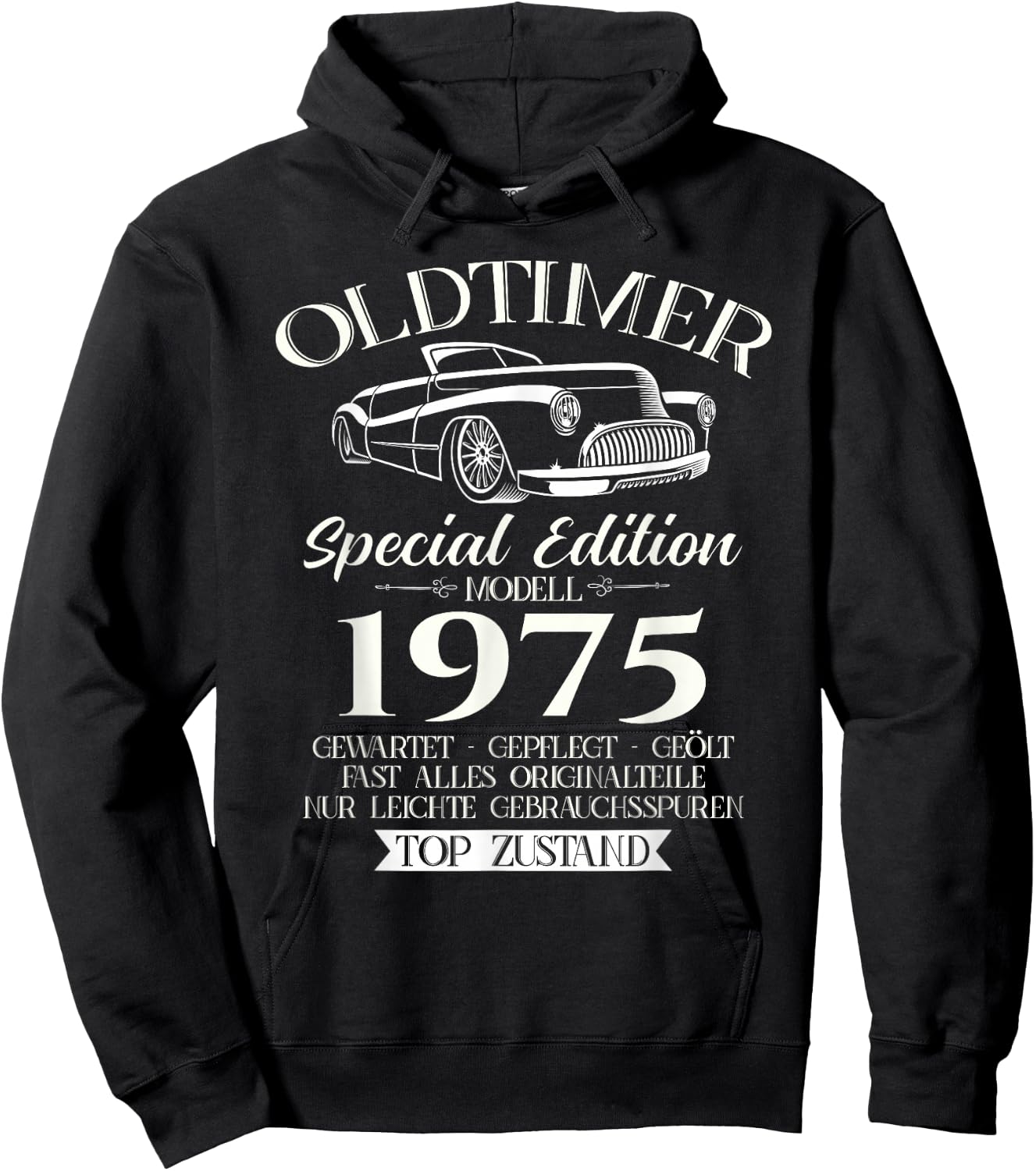 51. Geburtstag Geschenk Mann Oldtimer Jahrgang 1975 lustiges Hoodie - Hoodie | Black